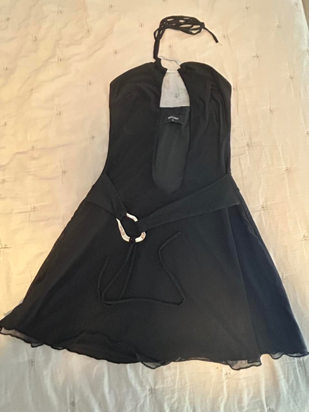 Outcast Clothing Black Halter O-Ring Mini Dress